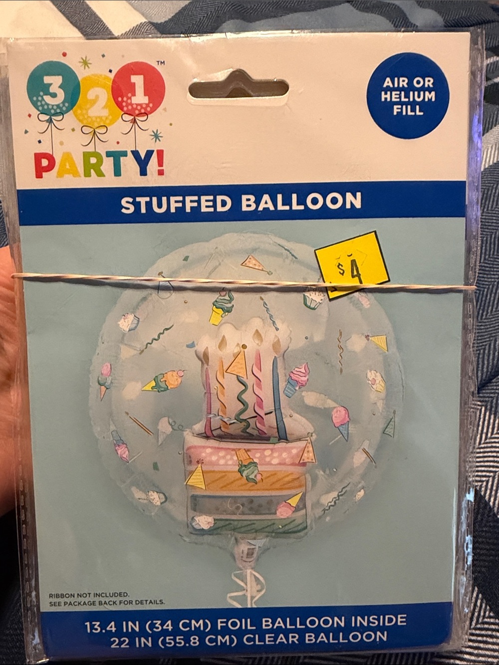3 2 1 Party! Stuffed Birthday Balloon - Light Blue